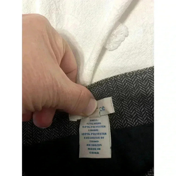 Sundance Mermaid Skirt 14p Gray Tweed Herringbone wool Lined Academia Career - Picture 7 of 9